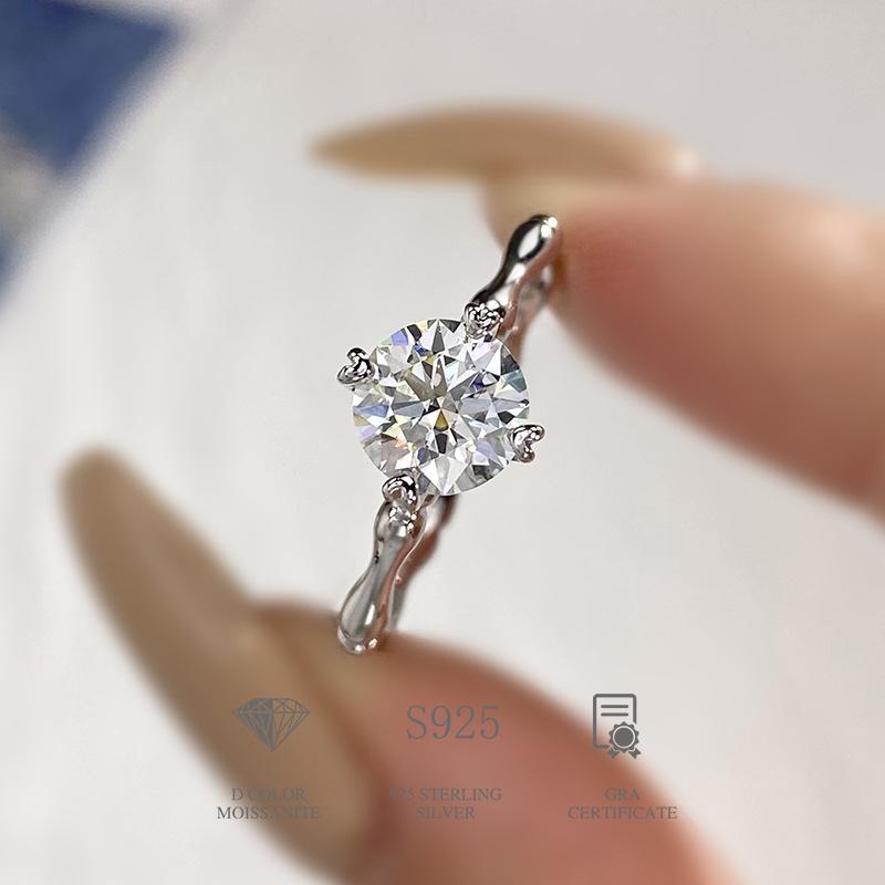 925 Sterling Silver Bamboo Design Proposal Moissanite Ring9