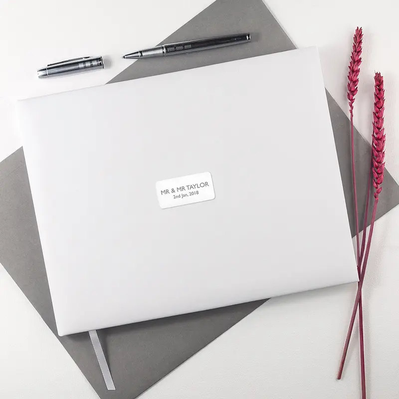 Personalised White Leather Wedding Guest Book 3