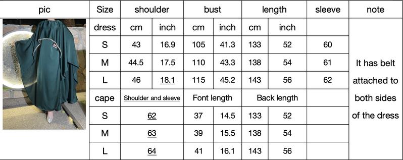 Product Introduction of 2025 Ramadan Promotion Two- piece Satin cape elegant dress , occasion abaya , Modest dress with pearl and crystal 0