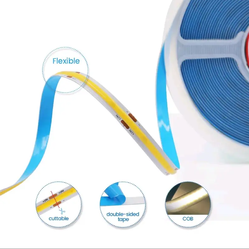 12V COB LED Strip Lights for Cabinet and Kitchen - High Density Flexible Tape Rope 6
