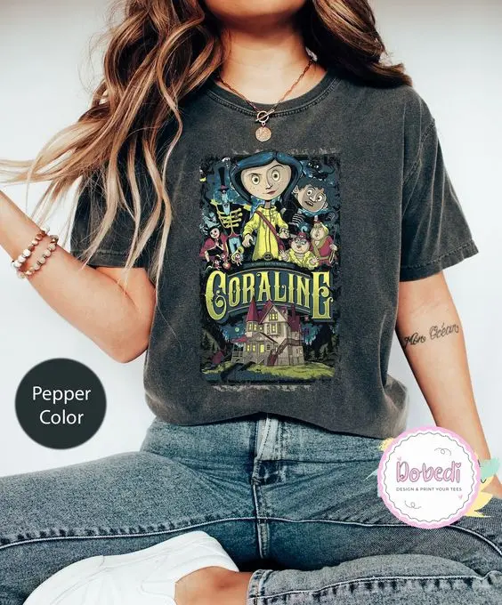 Coraline Best For Coraline Movie Vintage Retro Horror Comfort Colors T-Shirt