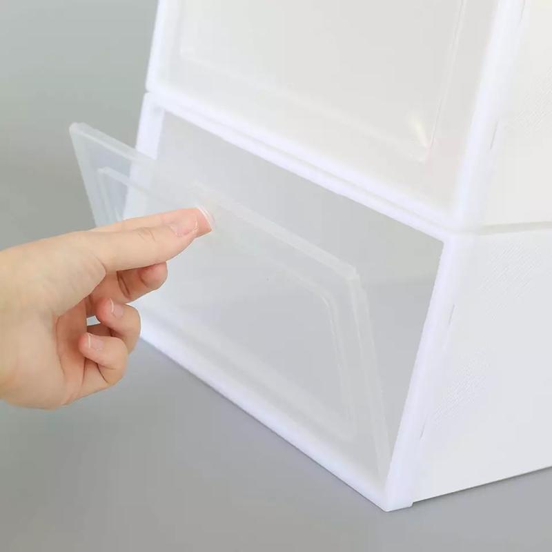 6X Plastic Shoe Storage Boxes Drawer Stackable Foldable Organizer Clear Durable 2