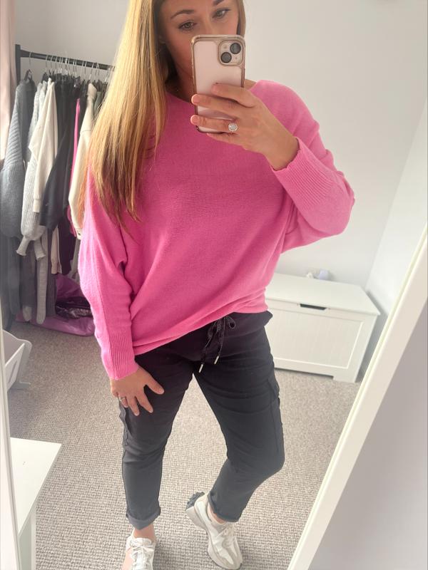 Ladies Soft Knit Batwing Jumper One Size 8-16 2