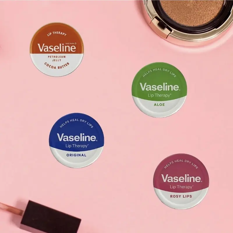 Vaseline Lip Balm - Petroleum Jelly - Lip Therapy - Original, Coco Butter, Alo VeraAnd Rosy 20g Tin - Soothes Dry Lips - Soothes dray Pack Of 4 1