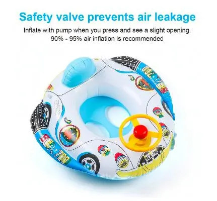 Seat Float Boat Inflatable Swimming Police Ring with Steering Beach Toddler Summer Kids Toys 5