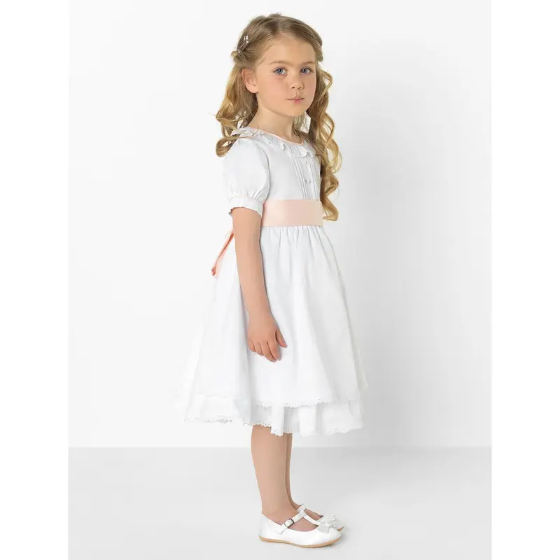 White & pink flower girls dress - Rachel 4