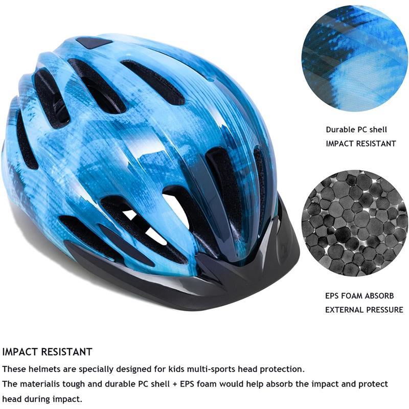 Kids Bike Helmet, Bike Helmets for Kids with Light and Visor for Boys Girls Bike Helmet Kids Cycle Helmet Kids Childrens Bike Helmet Bicycle Cycling Helmet Kids (50-57CM) 0
