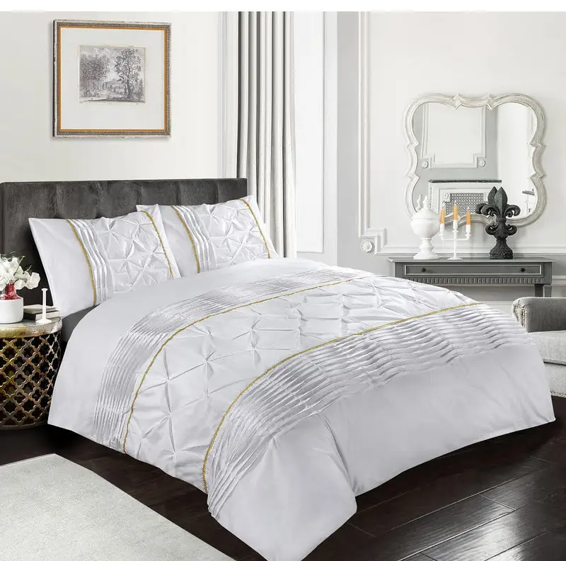 Say9 Eleanor Diamond Pintuck Duvet Quilt Cover Set - All-Season Comfort & Timeless Style. Single to Super King Sizes with Pillowcases. bedding  set pillow  cases 1