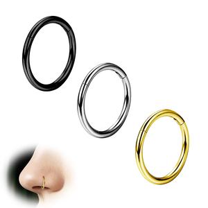OUFER 20G Titanium Hypoallergenic Hinged Segment Nose Hoop Ring Helix Cartiliage Earrings