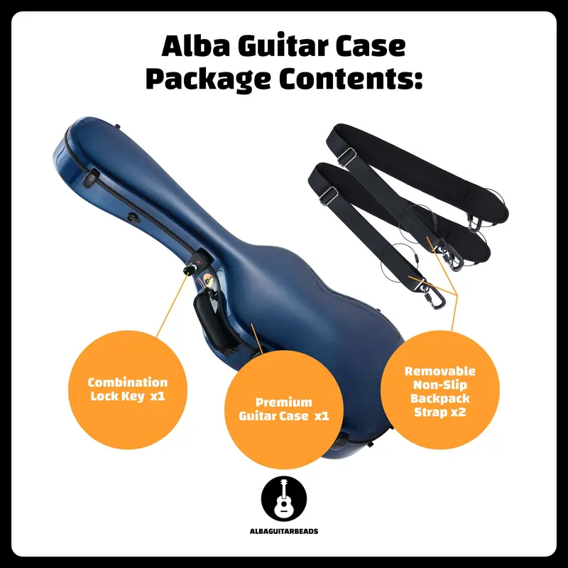 Alba Guitar Beads Case Blue Carbon Pattern Gloss for Classical Guitar Acoustic, Flamenco guitar case 5