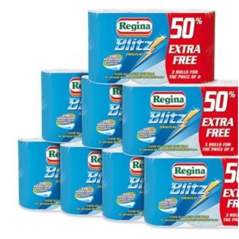 Regina 24 Rolls Blitz Kitchen Towel Super Strong 3 Ply 70 Sheets per roll Amazing Value Kitchen Soft Pattern Cleaning Household kitchen rolls 0