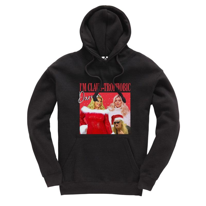 I'm claus-traphobic Darren Gemma Collins meme Hoodie hooded jumper Christmas Xmas Festive Novelty Trending meme 2