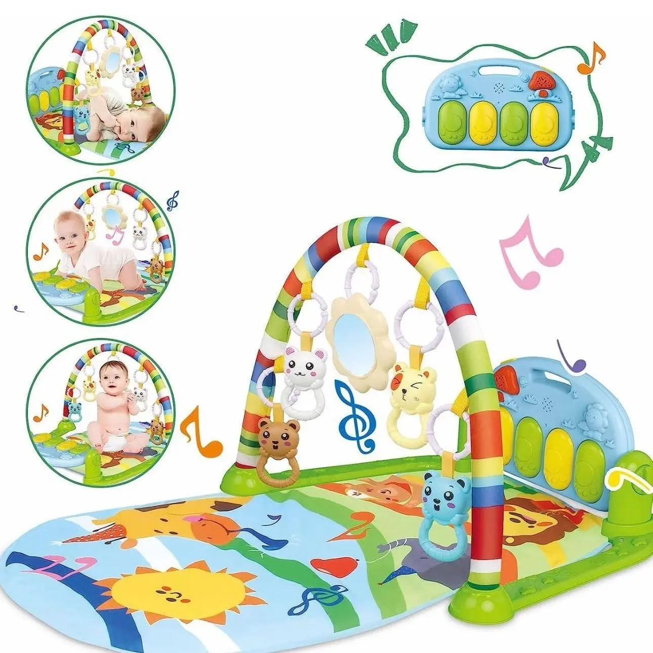 Baby Fitness Stand Music Play Gym Activity Toys Newborn Piano Crawling Blanket Pedal Game Pad Early Education 0-36 Months Gifts mat babies playmate water educational foam kids fisher price monkey floor playmat development toddler stepping stone