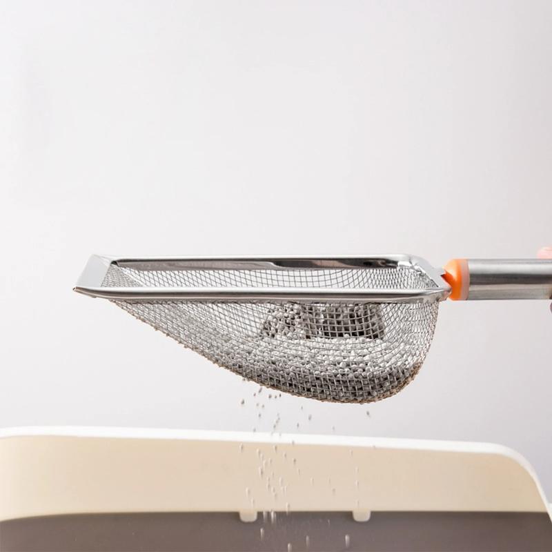 Product Introduction of NEW Stainless Steel Cat Litter Scoop with  Long Handle Kitten Sifter Sifter Litter Scooper  for Rabbits Pets Supplies Bunny 3