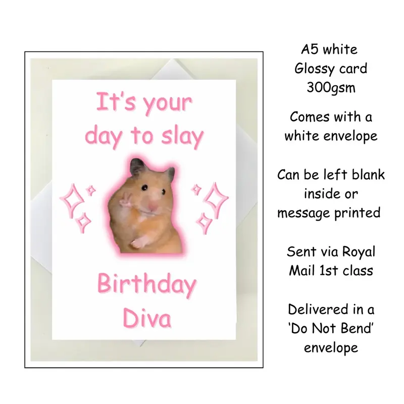Hamster peace sign birthday card 2