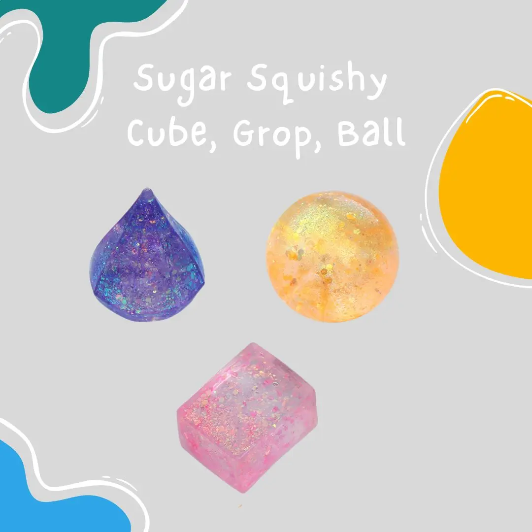 Geometric Sugar Squishy Fidget Toys - Stress Relief Ball, Drop & Cube Sensory Toy fidgetstoys