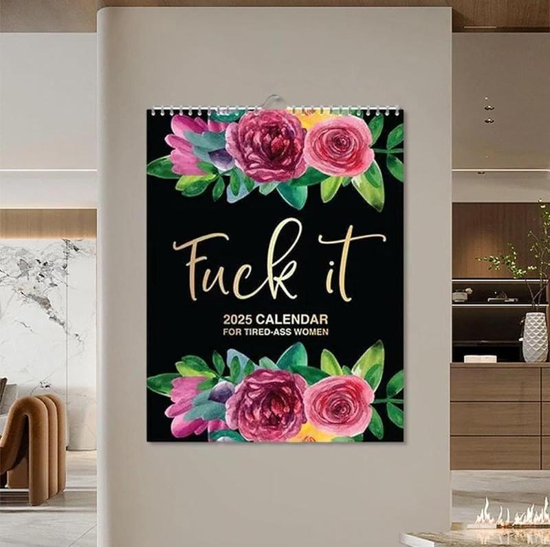 Clucking Good 2025 Tired Women Calendar, Funny Wall Hanging Weekly Organizer, Novelty Year Planner with Flower Stress Relief Gift 4