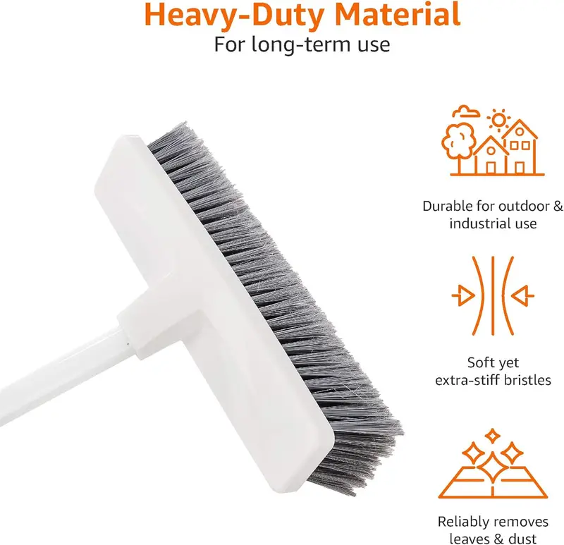 Angled Push Broom, Blue&White - Perfect for Home Cleaning 3