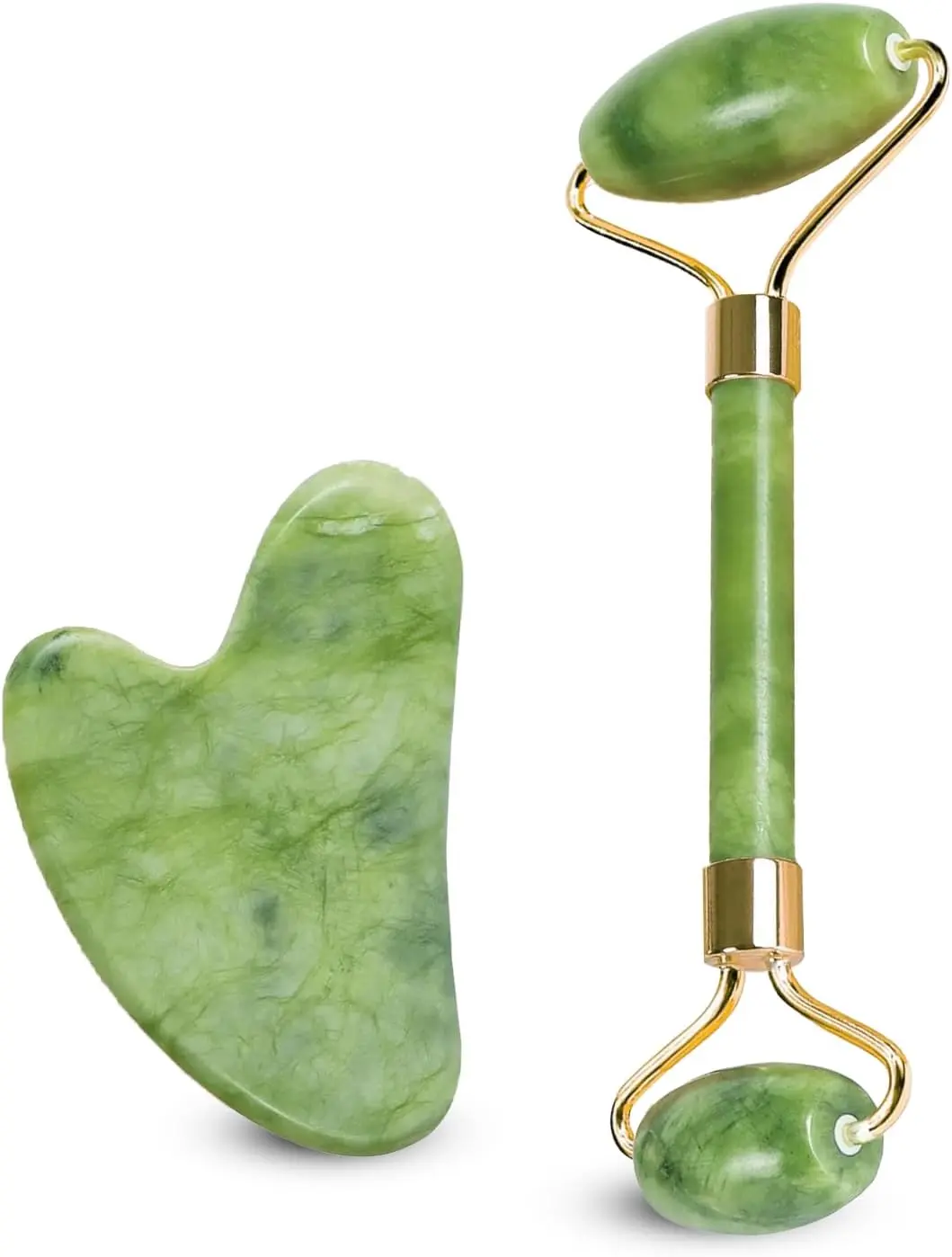 Stone & Jade Face Roller Set – Anti-Aging Gua Sha, Eye Roller for Dark Circles & Puffiness