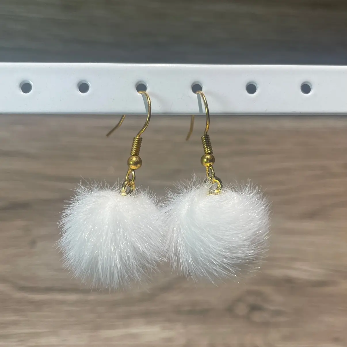 White Snowball Pom Pom Earrings