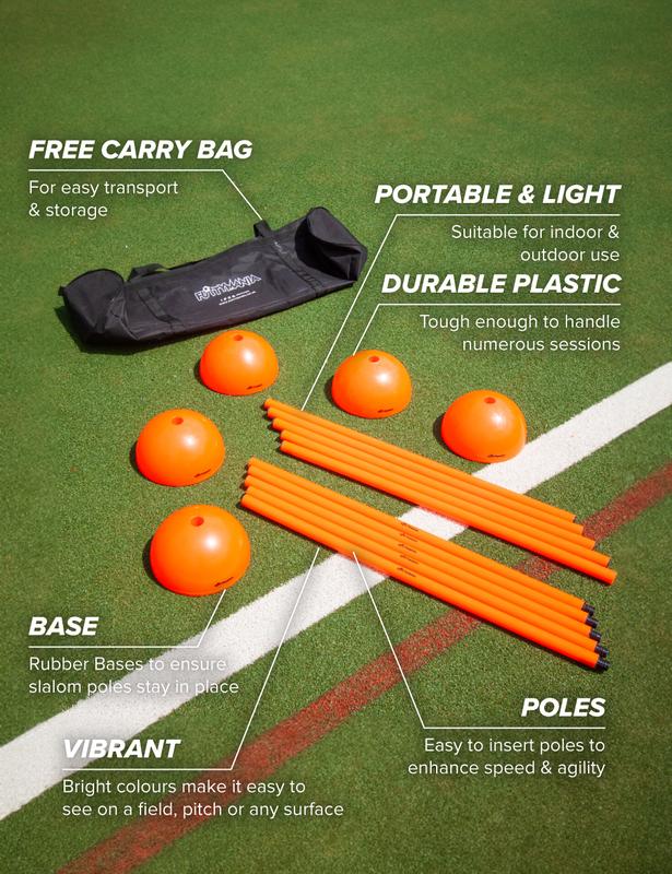 Futtymania Football Slalom Poles Set - Enhance Fitness, Speed, and Agility - Multi-Sports Training Aid - Highly Visible Neon Color for Effective Training Courses 7
