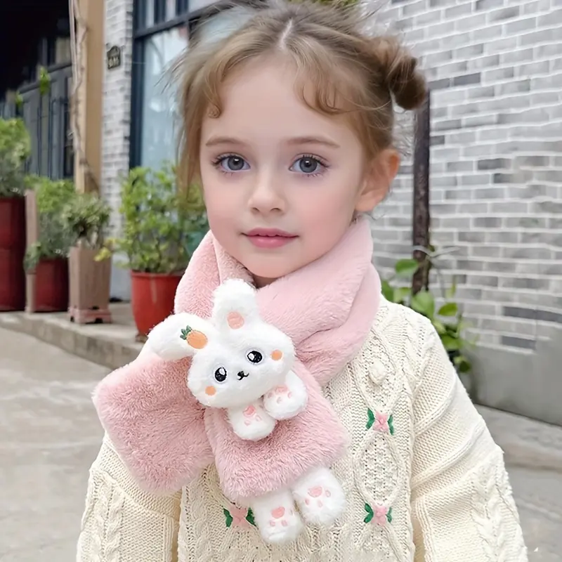 Product Introduction of bunny scarf kids - Cartoon Bunny Kids Scarf - Thickened Acrylic Knit, Breathable, Cute - Autumn/Winter - Girls 2-10 Years - Fashionable & Warm - Cuddle Up in Bunny Love 0