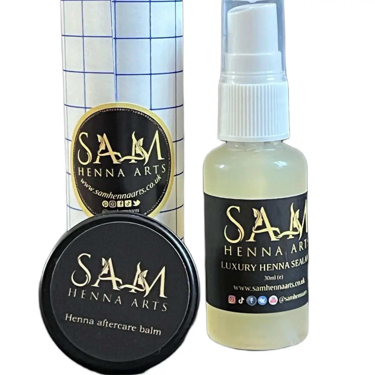 Henna aftercare set, spray, balm and tape
