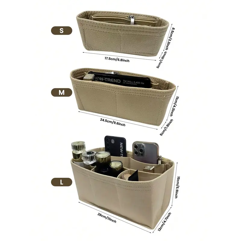 [NEWS]1PC Beige Inner Bag, Organizing Bag Inside The Bag, Anti Deformation Storage In The Middle Bag, Storage Bag With Supporting Inner Lining, Tote Bag Inner Bag, Suitable For Classified Storage Inside The Bag,Backpack Organization And Carrying[S12] 3