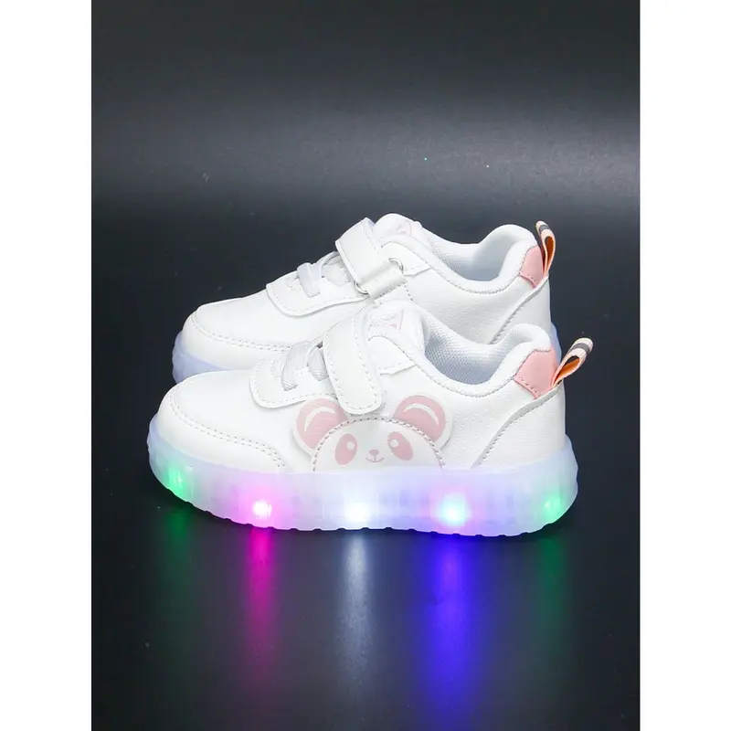 6 Pairs Of Fashionable All-Season Baby & Toddler Girls Shoes, PU Leather Material, White Sneakers, Casual Flats, Cartoon Animal Pattern, Shoe Size 13.5-18.1cm 2
