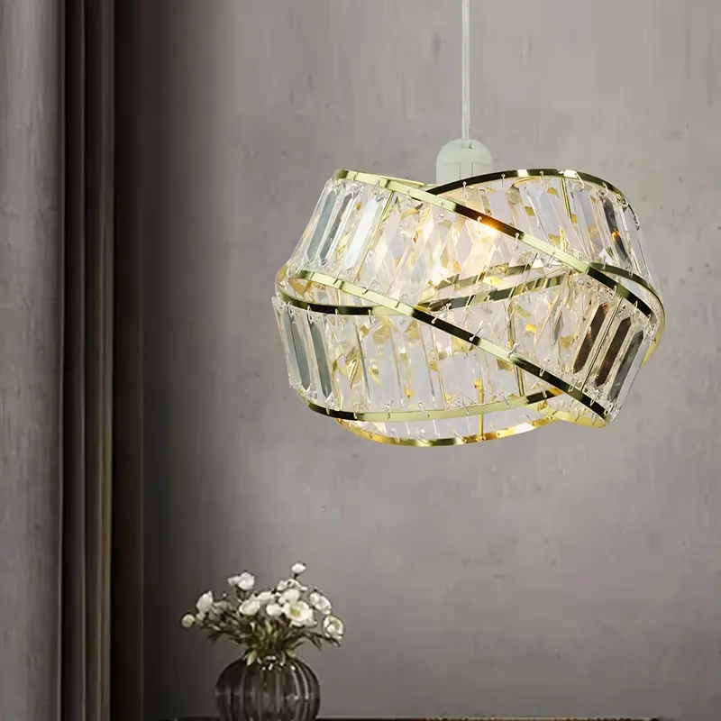 Circular Embedded Modern Lampshade With Acrylic Crystal Effect, Suitable For Pendant Lights, Ceiling Lights, Table Lamps. Ideal For Kitchen Island, Dining Room, Bedroom, Living Room, Hallway. 1