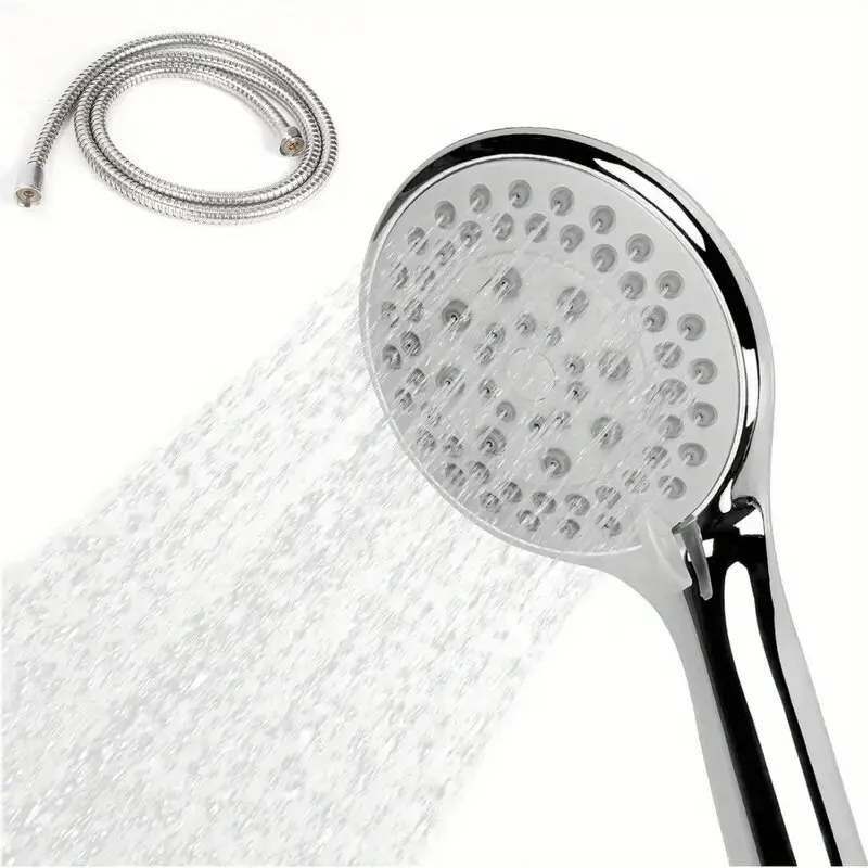 Powerful Flow Shower Head with 1.5m Chrome Hose for Pressure Boosting Shower
