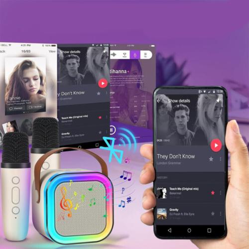 Product Introduction of Kid Mini Karaoke Machine Portable Bluetooth Speaker with 2 Wireless Microphone 6