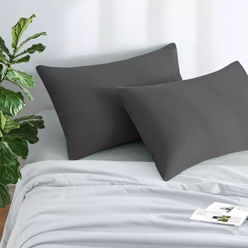 Ultra Soft 2-Pack Microfiber Pillowcases Soft, Breathable Pillow Cases White, Silver, Charcoal, Grey, Navy Blue, Emerald Green, Beige & Black - Set of 2 (50x75cm) 5