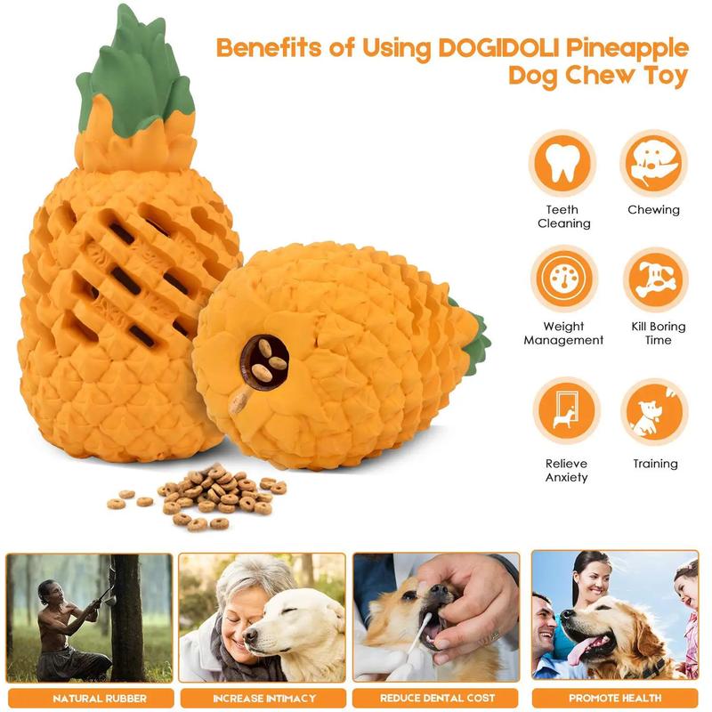 Pawtec Pineapple Dog Chew Toy - Indestructible Dog Chew Toys, Interactive Dog Toys for Boredom, Natural Rubber Tough Dog Toys, Dog Teething Toys 2