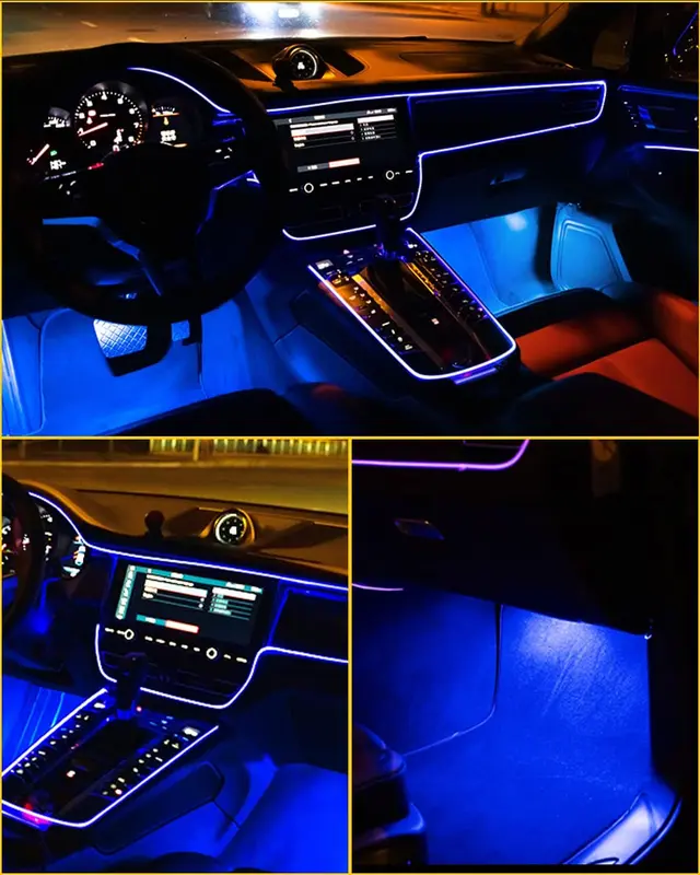 Wire Car Led Interior Strip Light Neon 5m/16ft Decorative Mood Lighting for Car Interior Lights Atmosphere Car Accessories With USB，12V 3