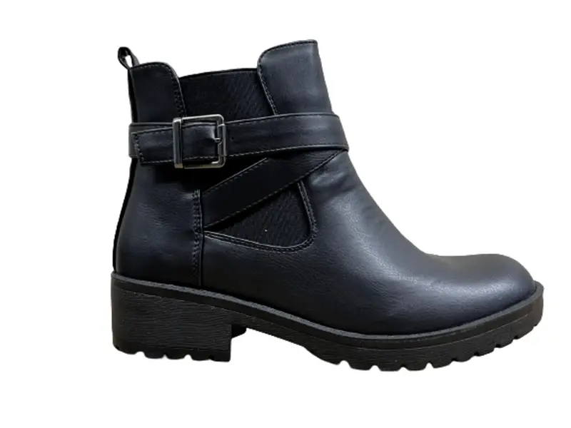 Womens Ladies Girls Black Zip Up Ankle Boots Casual School Office Winter Size Footwear Walking Shoes 1