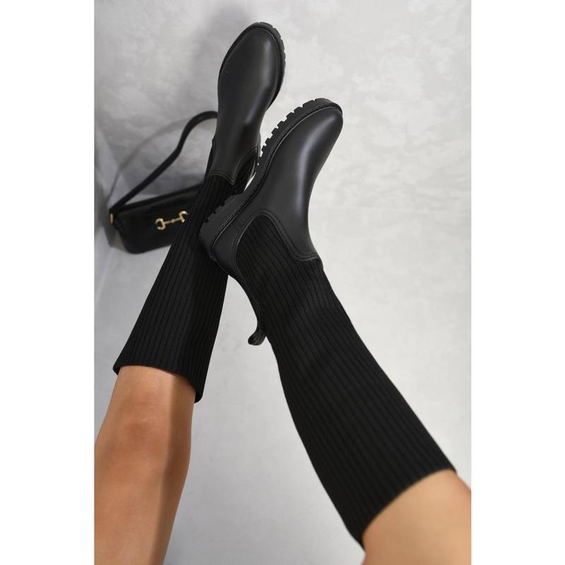iKrush High Sock Platform Boots i37998  Boots Sock Platform Low Heel Knee Length Length Regular Fit 5