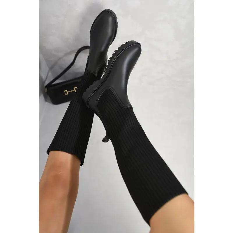 iKrush High Sock Platform Boots i37998  Boots Sock Platform Low Heel Knee Length Length Regular Fit 5