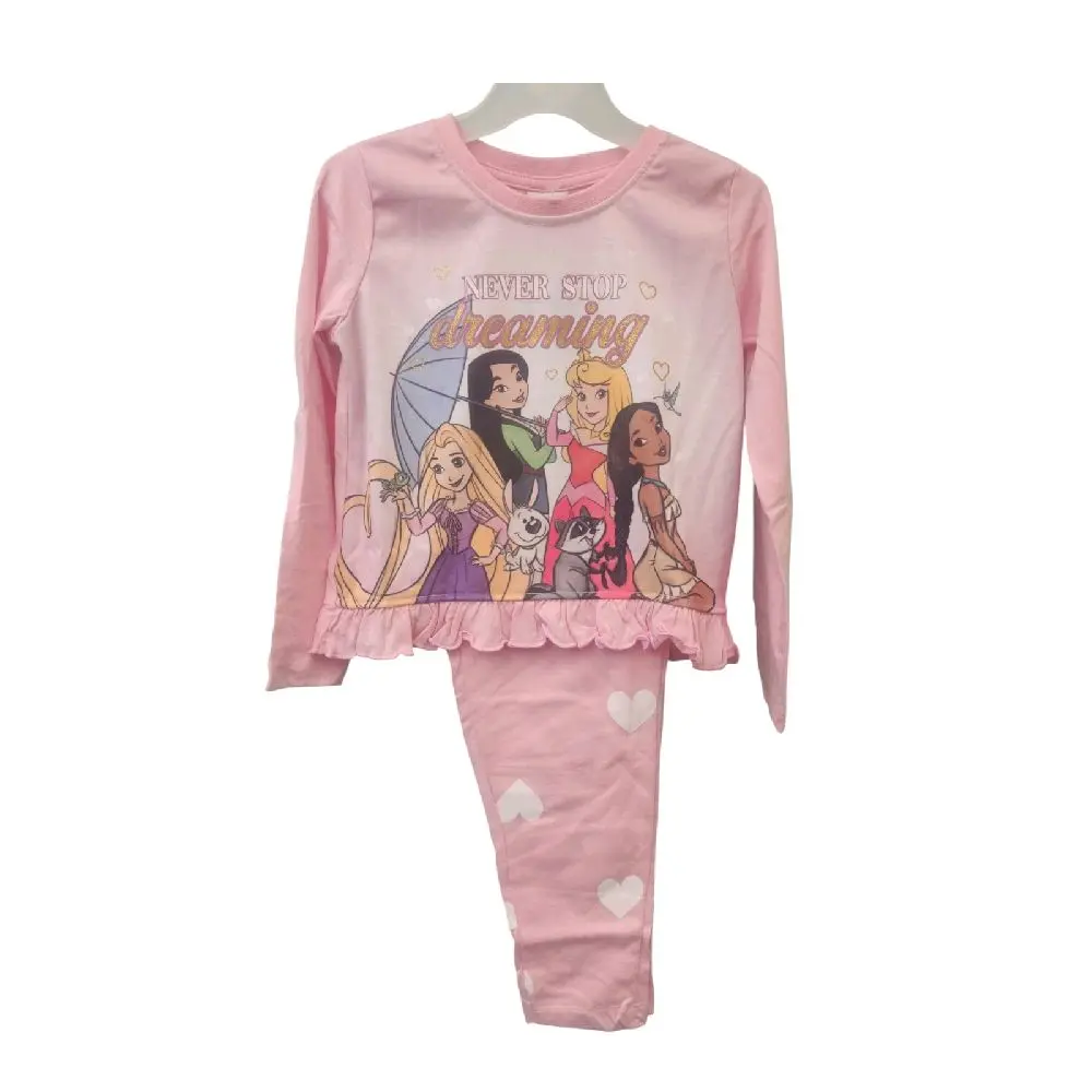 Girls Pink Princess Pyjama Set Nightwear PJs for Sleep pyjamas girl kids
