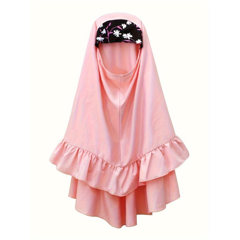 Conjunto de Ropa Étnica Tradicional Musulmana para Niñas de Primavera y Otoño - Vestido Floral de Manga Larga + Pañuelo para la Cabeza, Conjunto de Dos Piezas 6