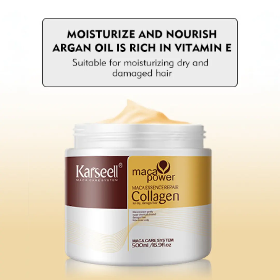 Karseell Collagen Hair Mask Treatment Natural Argan Oil Deep Conditioning for Dry Damaged Hair All Hair Type 500ml/16.9 Oz Conditioner Hydrate Moisturizing Comfort - Moisture Hydrating Moisturizer Haircare