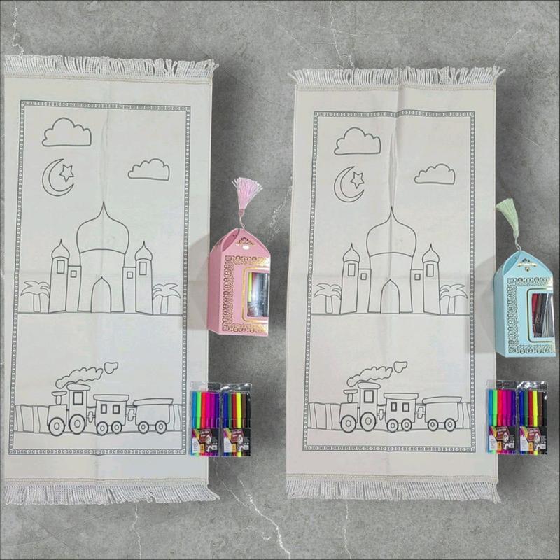 Kids DIY Prayer Mat set includes prayer mat, Fabric colour pencils and a box 1