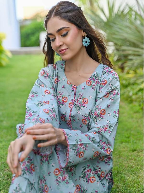 Waniya BLUE STROBE  Stitched 2 pcs Lawn Ladies suit 2