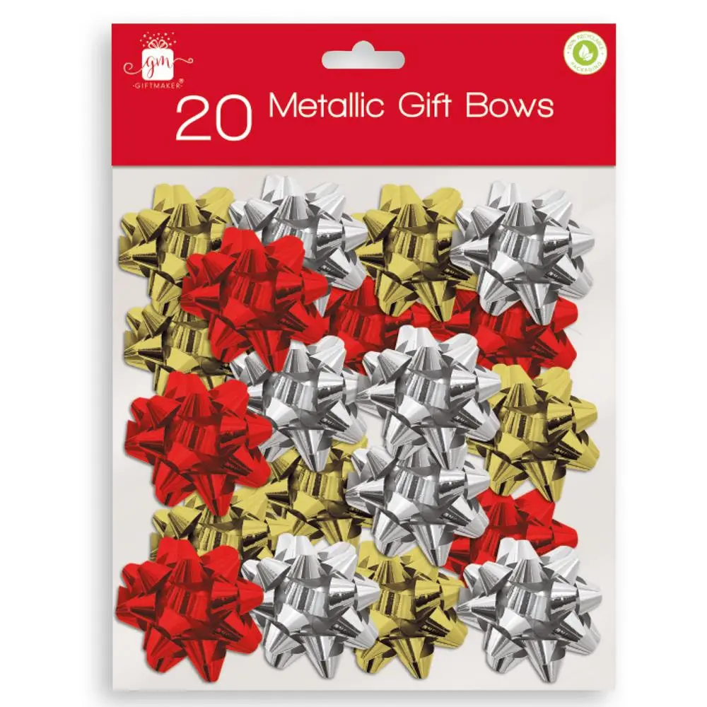 Giftmaker assorted foil metallic gifts bows 20/pk