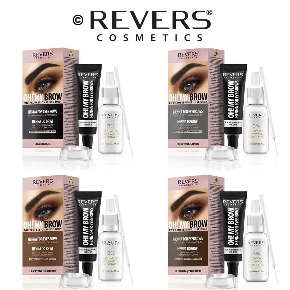 Revers Henna Eyebrow Brow Hair Tint Kit with Dye and Activator