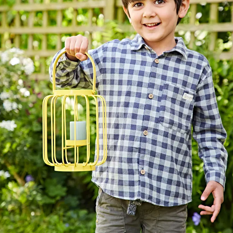 Colourful Iron Lantern Tea Light Holder - Centrepiece - Small Pillar Candle Holder - Indoor - Outdoor - Vibrant Teal or Yellow Colour 3