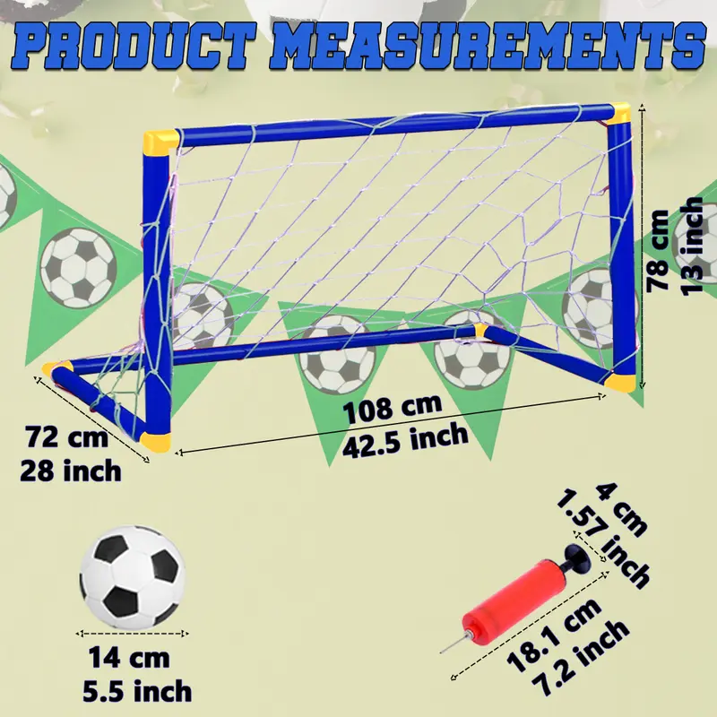 Koolbitz Portable Large Instant Football Goal Set with Ball and Pump, Outdoor Indoor Kids Fun Activity Soccer Football Set, Kids Football Goal Net Ball Pump Pegs Football Training Set 2