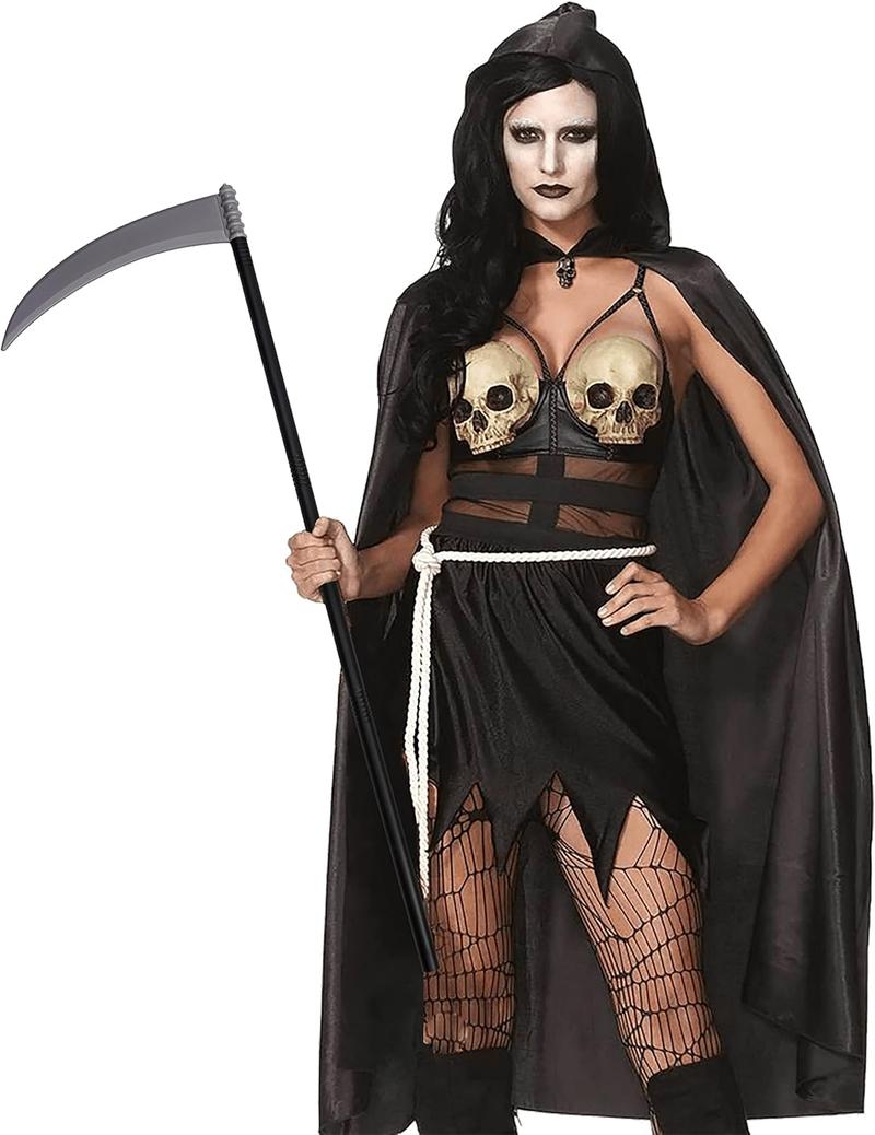 Product Introduction of 110cm Detachable Plastic Scythe Halloween Staff - Perfect Props for Grim Reaper Costume - Clothing, Menswear Spooky Underwear 7