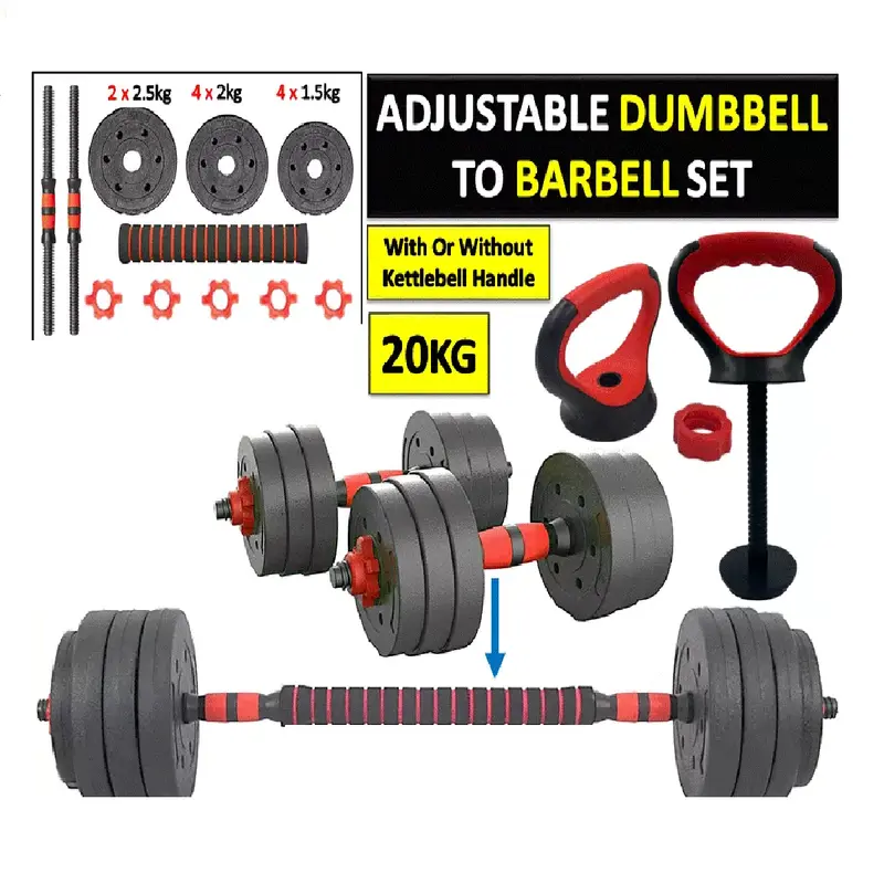 15/20/30kg Dumbbell Barbell Set Pair Hand Weights Kettlebell Gym Fitness Workout 2