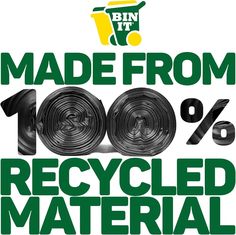 BIN IT 40 Everyday 70L Strong & Secure, Refuse Sacks, Bin Bags, Bin Liners, Flat Top, Recycled, Tear Resistant, 30 μm, Perfect for Everyday Use, Household, Office, Kitchen & Caterers 4